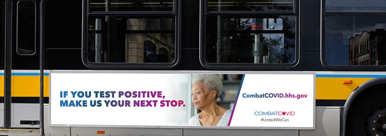 CombatCovid bus advertisement