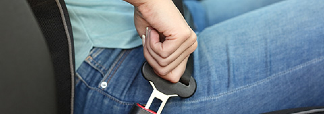 adult clicking in a seatbelt